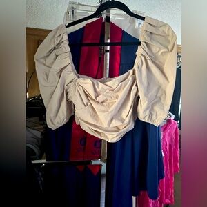 Beige ruffled crop top